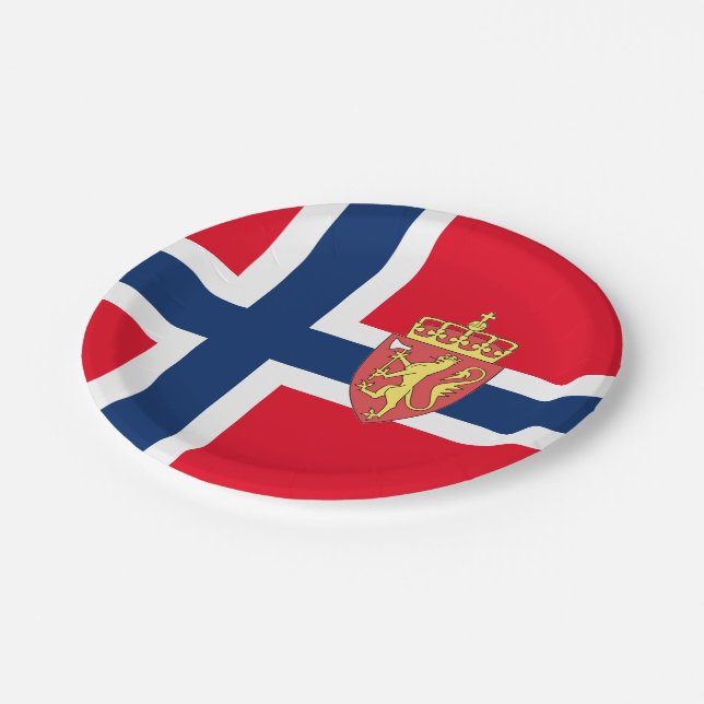 Norwegian flag paper plates (Angled)