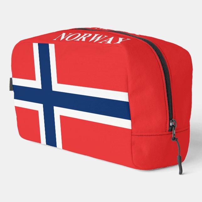 Norwegian flag personalized toiletry travel kit dopp kit (Right Corner)