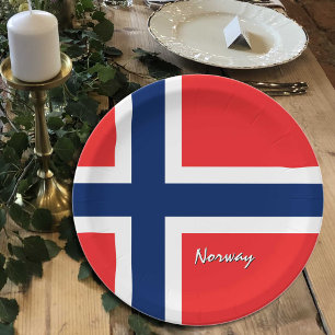 Norwegian Flag plates, party, sports, Norway Paper Plates