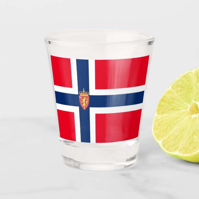 Norwegian flag shot glass (Front)