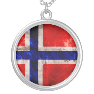 Norwegian Flag Silver Plated Necklace