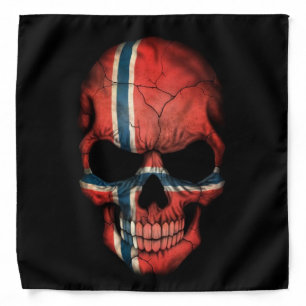 Norwegian Flag Skull on Black Bandana