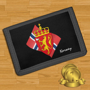 Norwegian flag wallets, emblem, Norway fashion Trifold Wallet