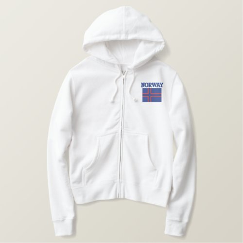 Norwegian Flag With Custom Name on Back Embroidered Hoodie