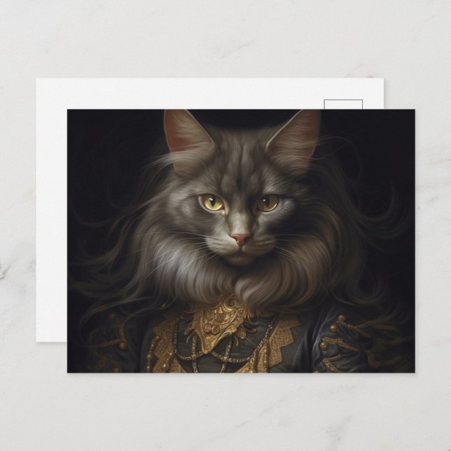 Norwegian Forest black Cat Postcard (Front/Back)