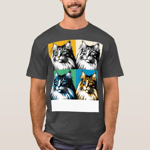 Norwegian Forest Cat Art Cat Lovers T_Shirt