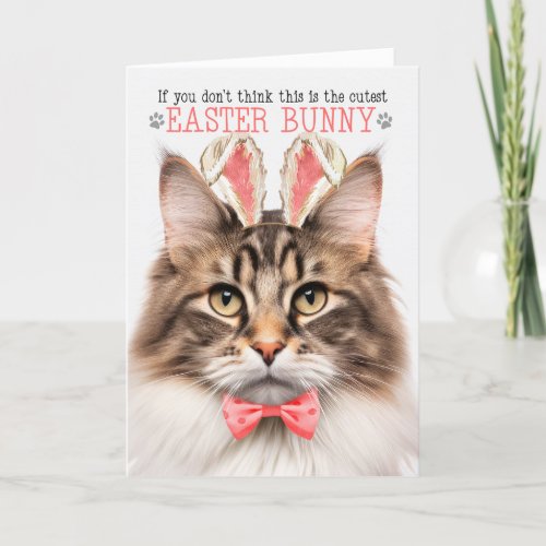 Norwegian Forest Cat Bunny Ears for Easter Holiday Card