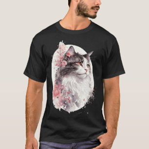 Norwegian Forest Cat Cherry Blossom Japanese Sakur T-Shirt