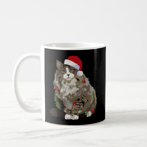 Norwegian Forest Cat Christmas Lights Xmas Cat Lov Coffee Mug