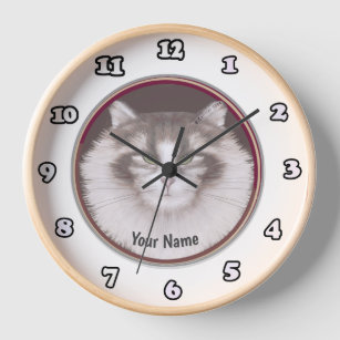 Norwegian Forest Cat  custom name clock
