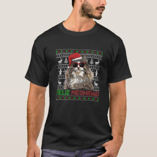 Norwegian Forest Cat Feliz Meowidad Funny Christma T-Shirt