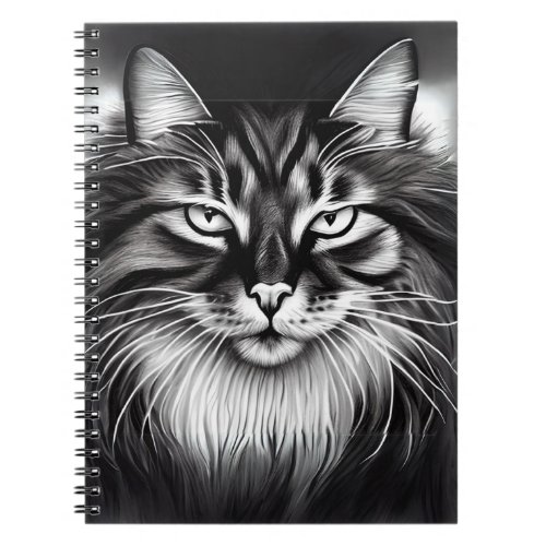 Norwegian Forest Cat in Black and White Notebook