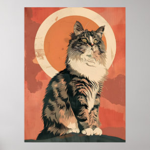 Norwegian Forest Cat Modern Art Poster