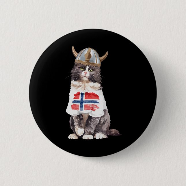Norwegian Forest Cat Norway Flag  Button (Front)