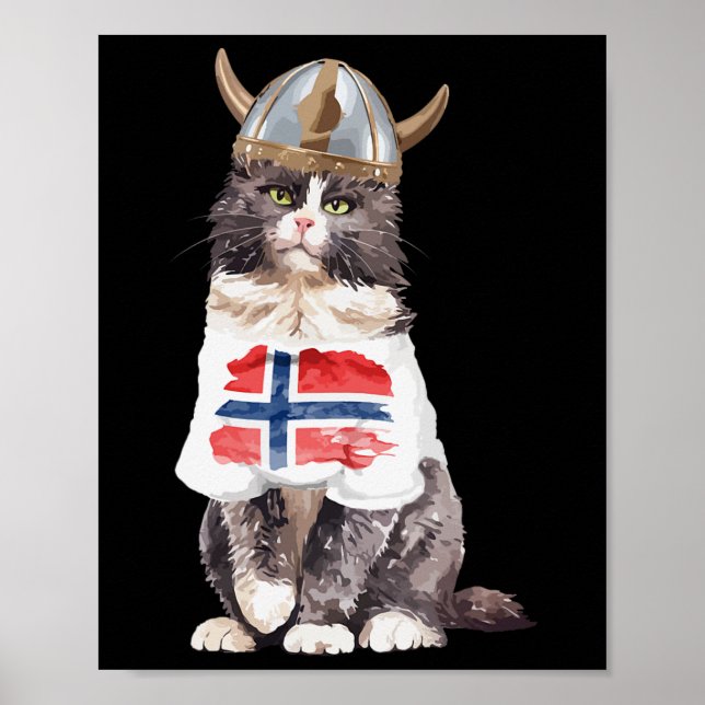Norwegian Forest Cat Norway Flag  Poster (Front)