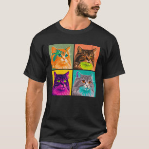 Norwegian Forest Cat Pop Illustration Colorful 1 T-Shirt