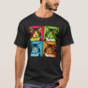 Norwegian Forest Cat Pop Illustration Colorful  6 T-Shirt
