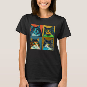 Norwegian Forest Cat Pop Illustration Colorful T-Shirt