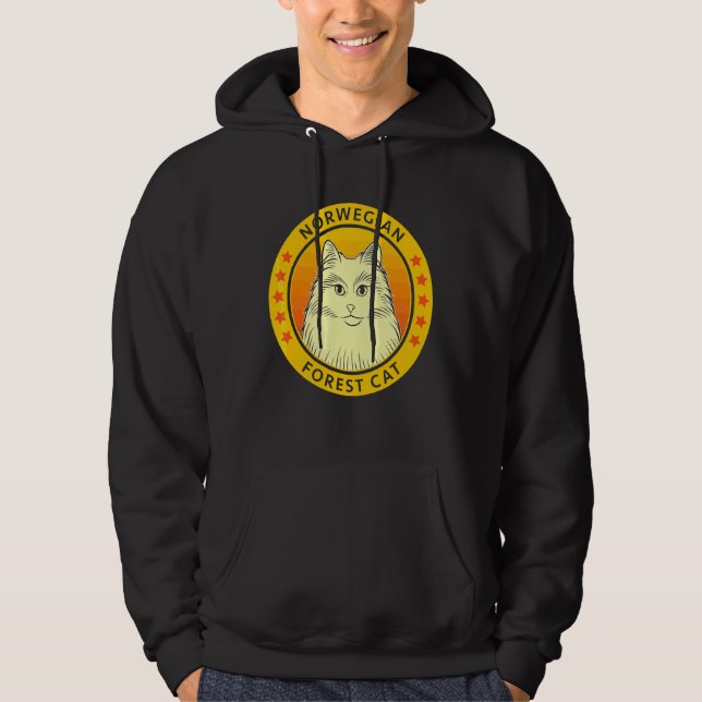 Norwegian Forest Cat Portrait Hoodie (Front)