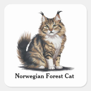 Norwegian Forest Cat Square Sticker