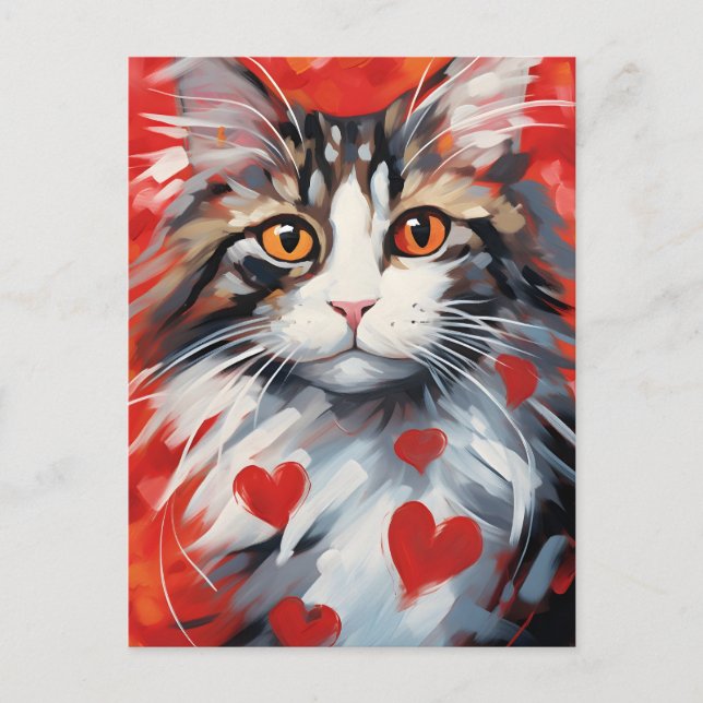 Norwegian Forest Cat Valentine's day Postcard (Front)