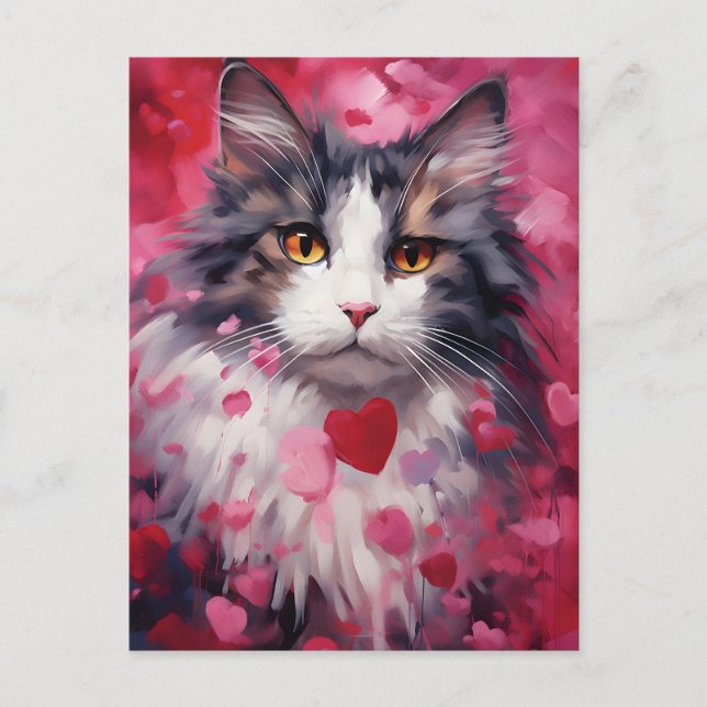 Norwegian forest cat Valentine's day Postcard (Front)