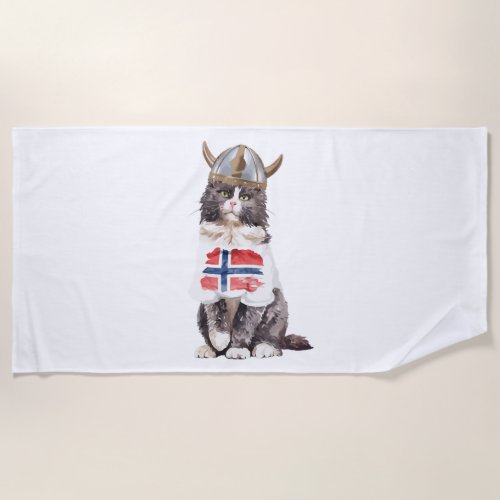 Norwegian Forest Cat Viking Beach Towel