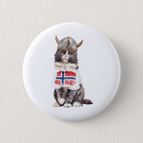 Norwegian Forest Cat Viking Button