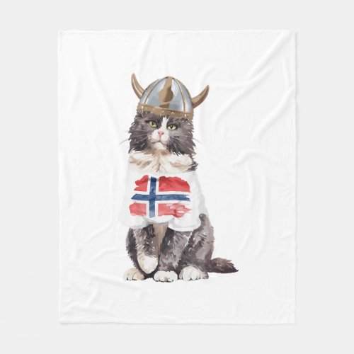Norwegian Forest Cat Viking Fleece Blanket