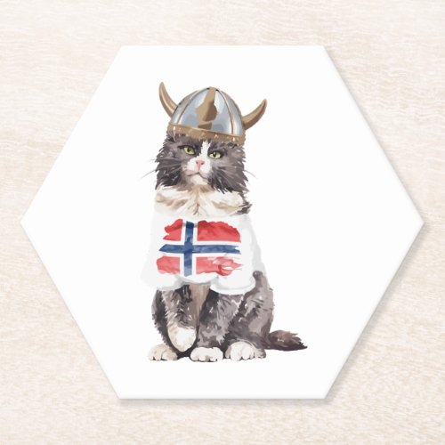 Norwegian Forest Cat Viking Paper Coaster