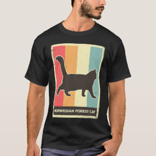Norwegian Forest Cat Vintage Retro Poster Animal T-Shirt