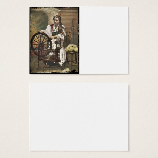 Norwegian Girl a Spinning Wheel (Front & Back)