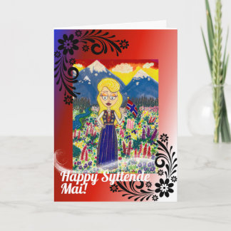 Norwegian Girl in Bunad Card