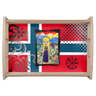 Norwegian Girl in Bunad Serving Tray