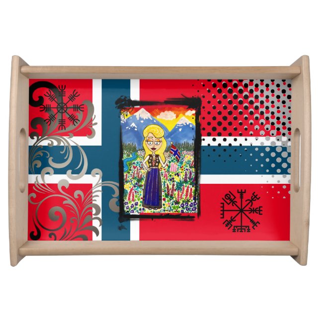 Norwegian Girl in Bunad Serving Tray (Front)