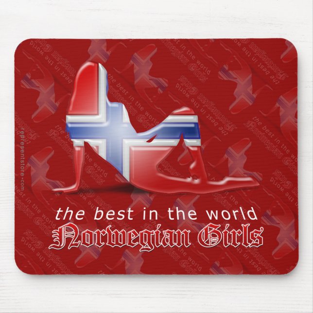 Norwegian Girl Silhouette Flag Mouse Pad (Front)