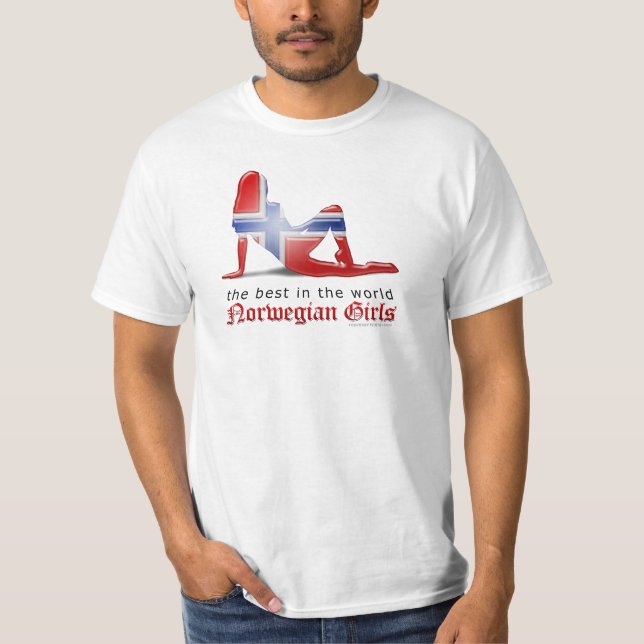 Norwegian Girl Silhouette Flag T-Shirt (Front)
