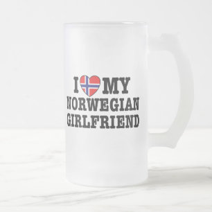 Norwegian Girlfriend Frosted Glass Beer Mug