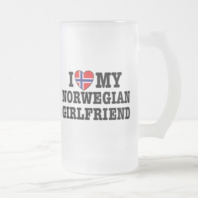Norwegian Girlfriend Frosted Glass Beer Mug (Right)