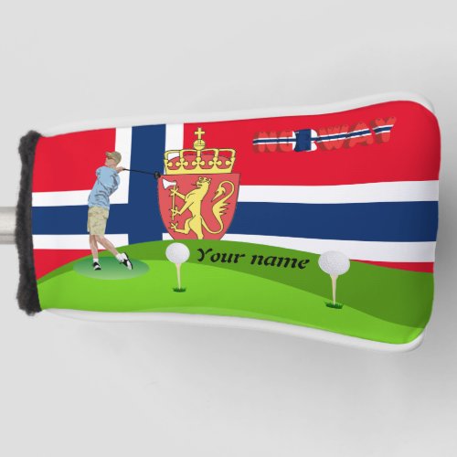 Norwegian golfer golf head cover