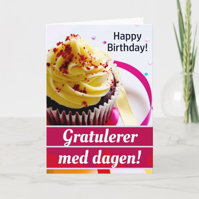 Norwegian Gratulerer med dagen Happy Birthday Card (Front)