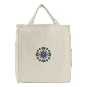 Norwegian Hallingdal Rosemaling Embroidered Tote Bag