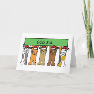 Norwegian Happy Christmas Cartoon Cats Card