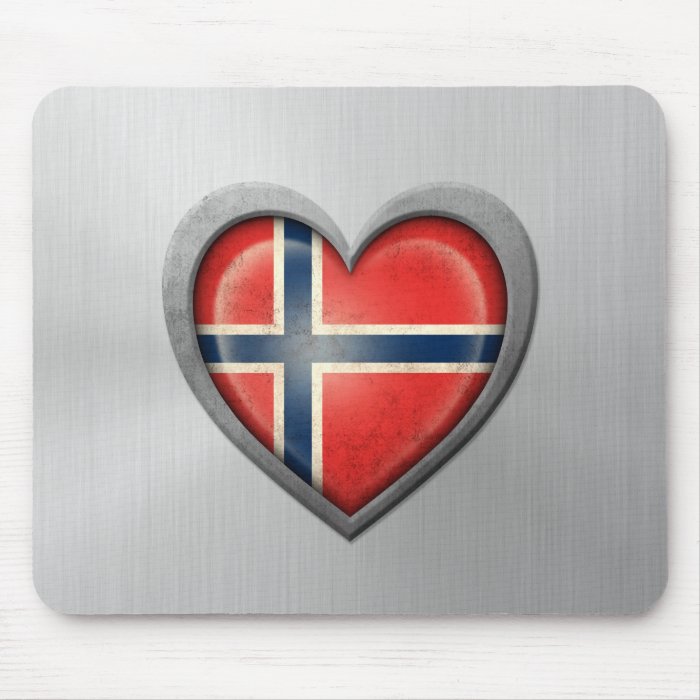 Norwegian Heart Flag Stainless Steel Effect Mousepad