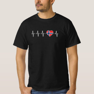 Norwegian Heartbeat I Love Norway Flag Heart Pride T-Shirt
