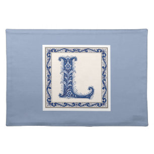 Norwegian Heritage L Monogram - Blue Cloth Placemat