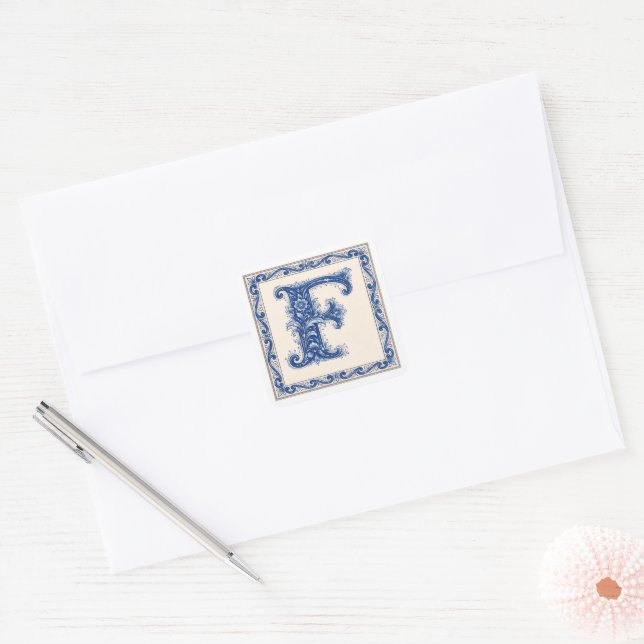 Norwegian Heritage Monogram - Blue Square Sticker (Envelope)