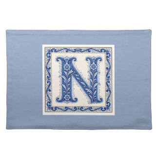 Norwegian Heritage N Monogram - Blue Cloth Placemat