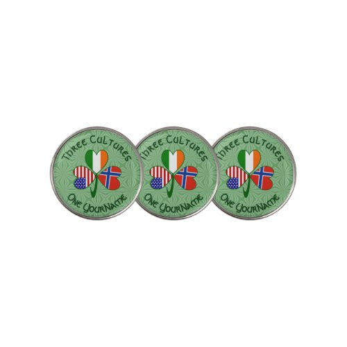 Norwegian Irish USA Flags Shamrock Personalized  Golf Ball Marker
