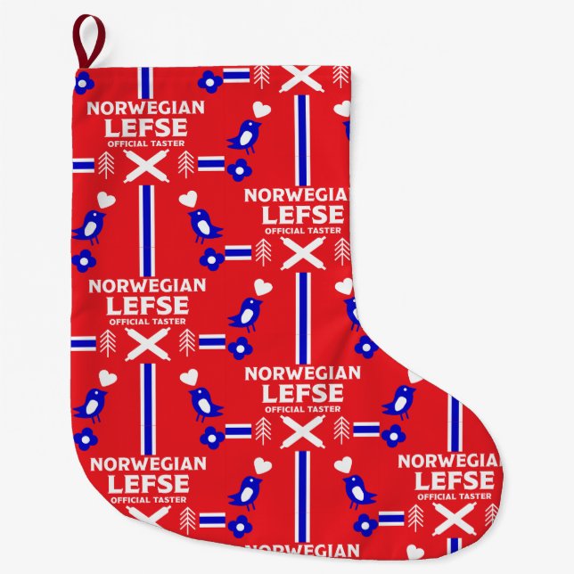Norwegian Lefse Flatbread Apron Large Christmas Stocking (Front)